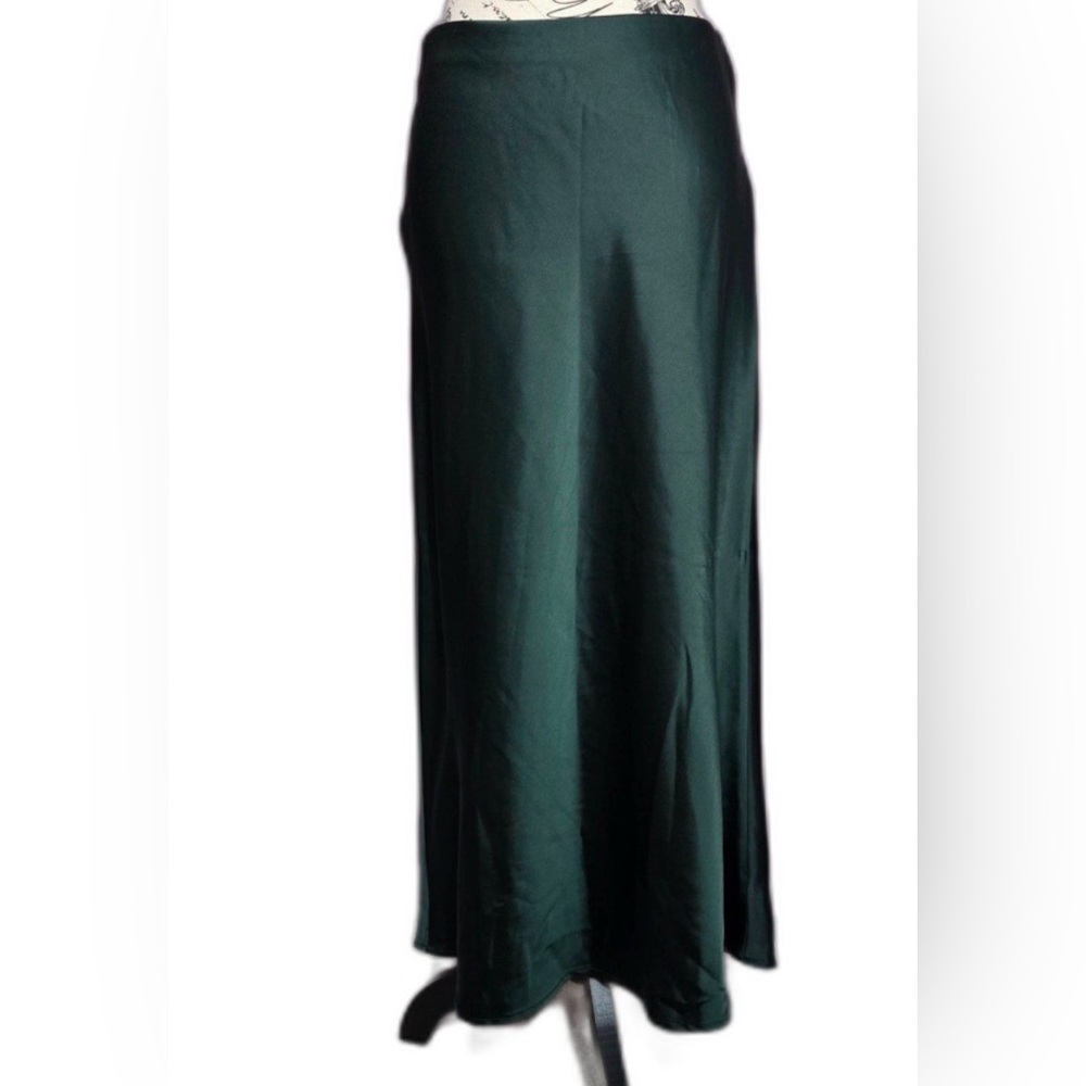 Rachel Zoe Emerald Green Satin Maxi Skirt Sz.XL